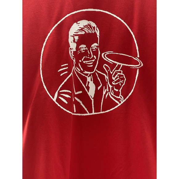 Disc Golf Shirt RETRO Man Spinning Disc Vinyl Custom Logo XL T-Shirt RED - Picture 2 of 6
